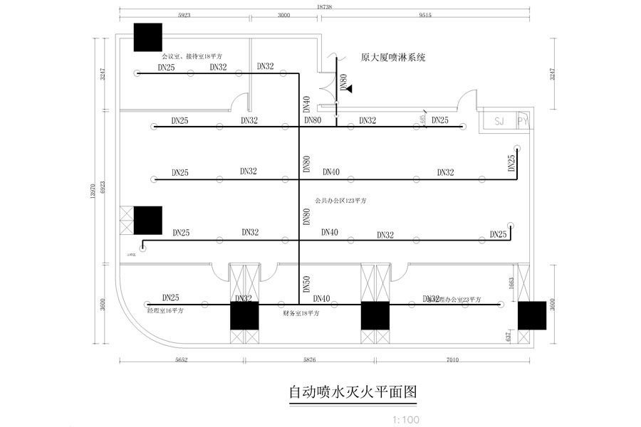 自動噴水滅火平面圖