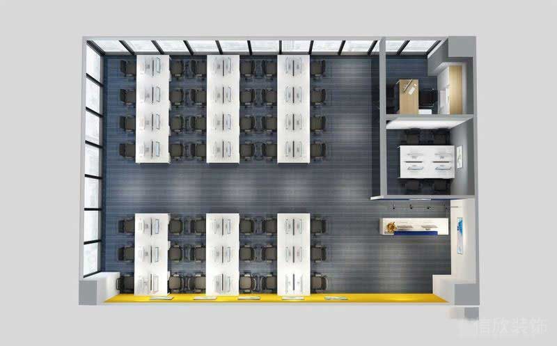 現(xiàn)代風(fēng)格辦公室公共區(qū)彩色立體平面圖