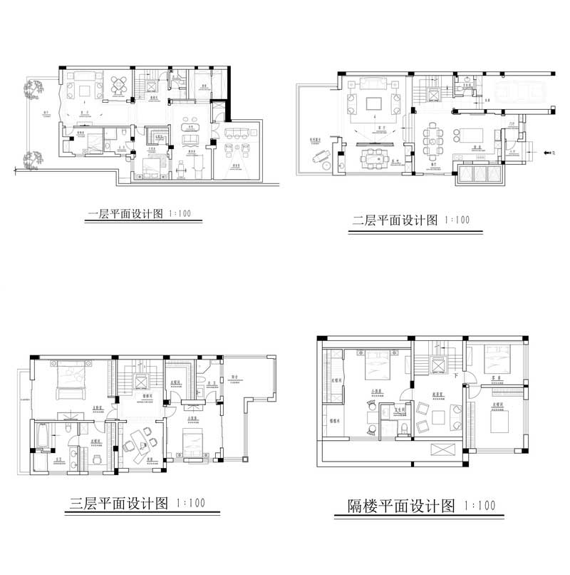 深圳福田金色調(diào)輕奢風(fēng)家庭裝修平面布置圖