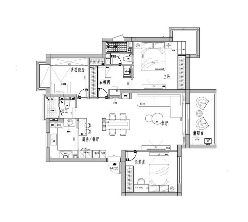 深圳羅湖區(qū)簡約風(fēng)小戶型裝修工程施工平面布置圖