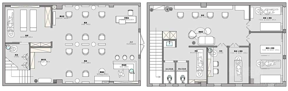 深圳福田美容美發(fā)SPA館裝修設(shè)計(jì)平面布置