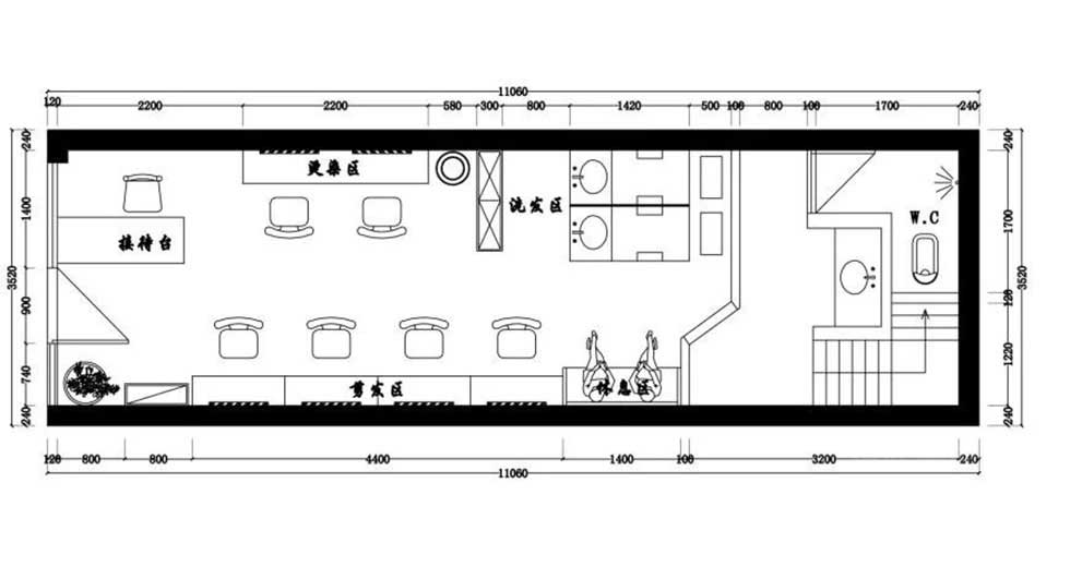 深圳龍華美發店平面布置圖