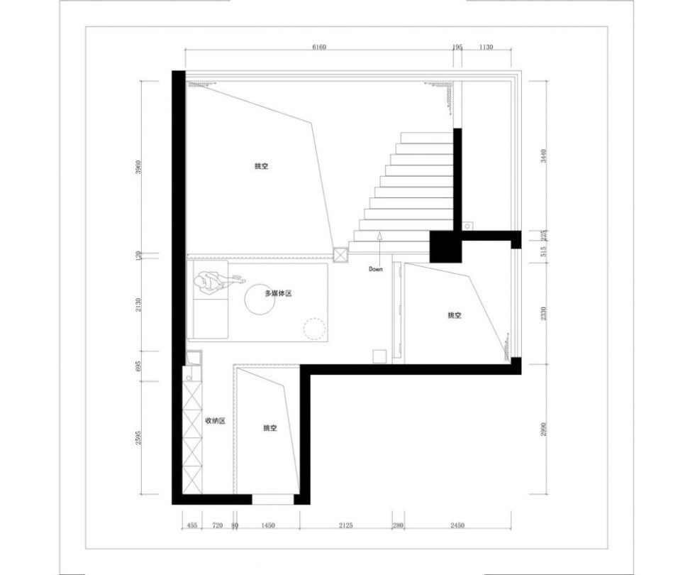 100平方公寓復(fù)式辦公室平面圖