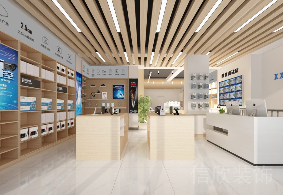 深圳南山西麗手機數(shù)碼店營業(yè)大廳中島展臺裝修